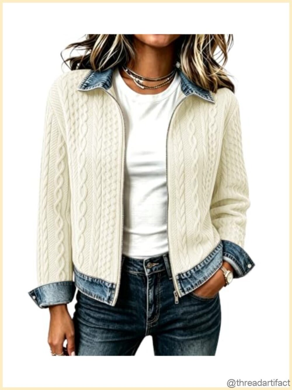 Womens Cropped Denim Bomber Shacket Zip Up Jean Jacket